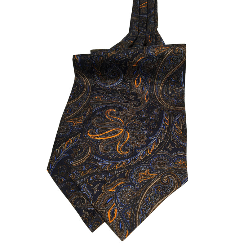 Navy large pattern paisley cravat