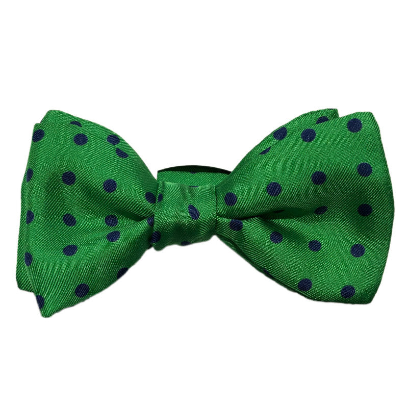 Green and Blue Pea Spot Silk Bow Tie