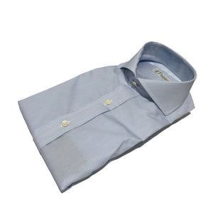 Light Blue and White Fine Stripe Cutaway Collar Shirt