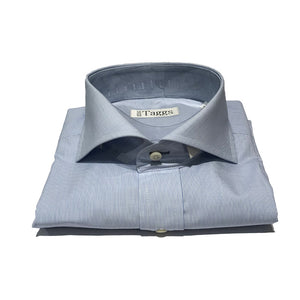 Light Blue and White Micro Check Cutaway Collar Shirt