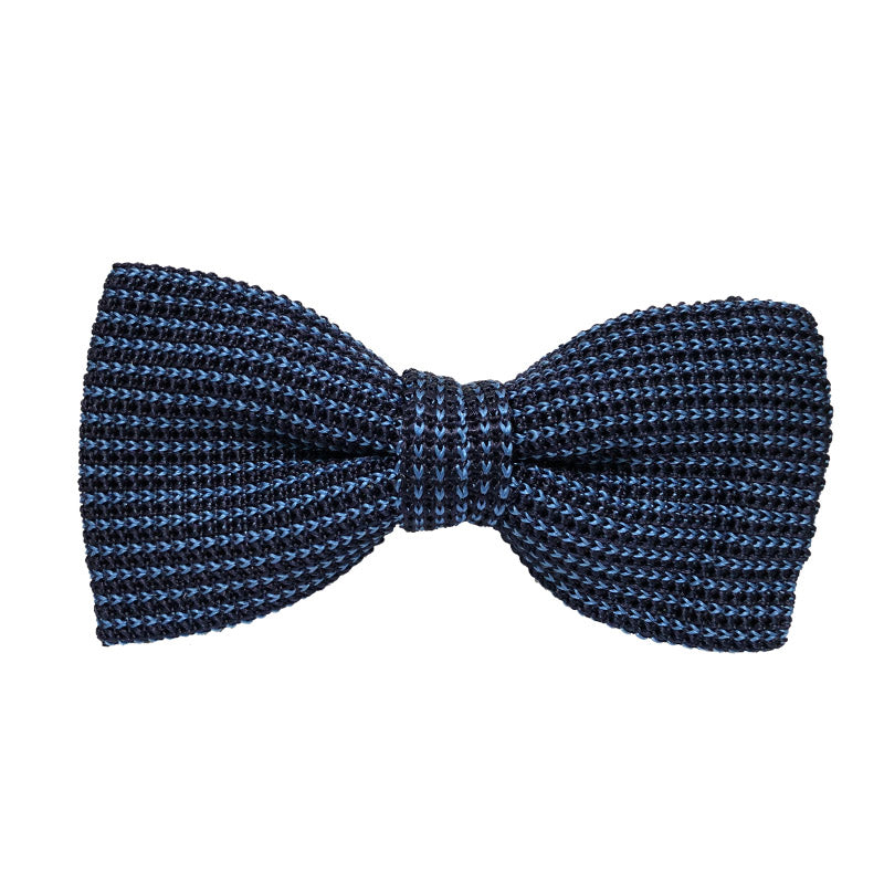 Navy and Light Blue Knitted Silk Bow Tie