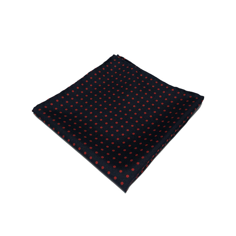 Navy and Red Pea Spot Silk Handkerchief