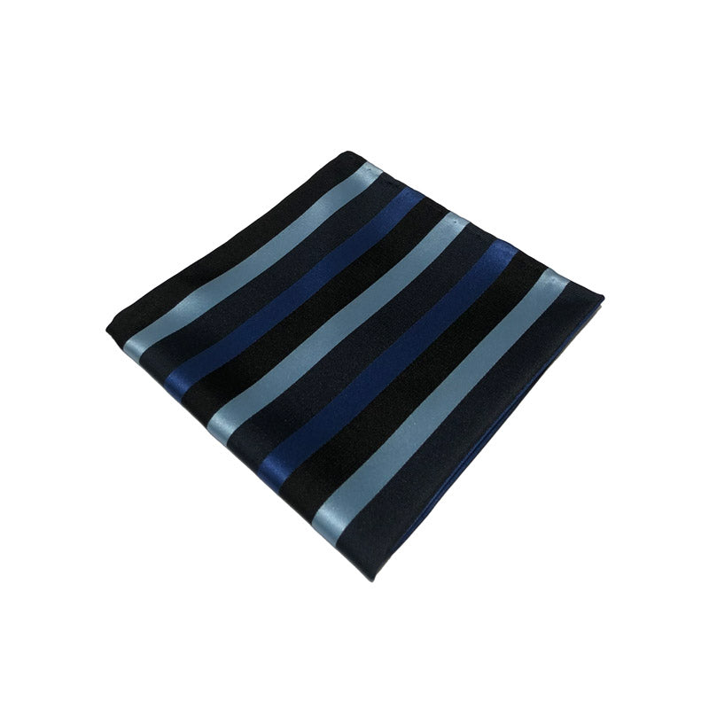 Silk Handkerchief with Royal and Light Blue Satin Stripes