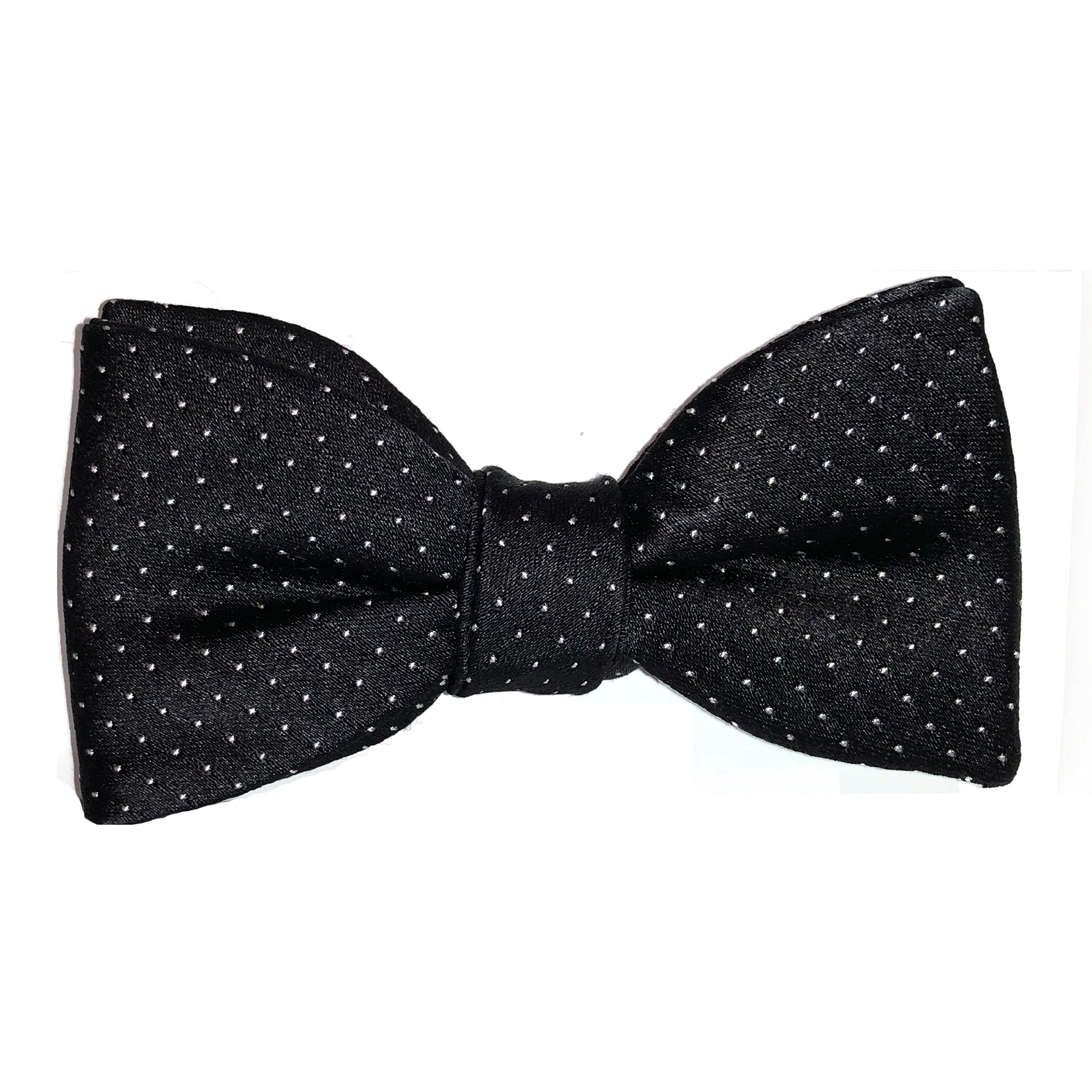 Silk Bow Tie Navy Blue and White Pin Spot