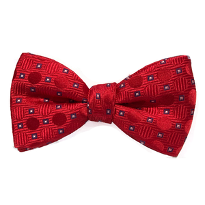 Silk Bow Tie Red and Blue Pattern