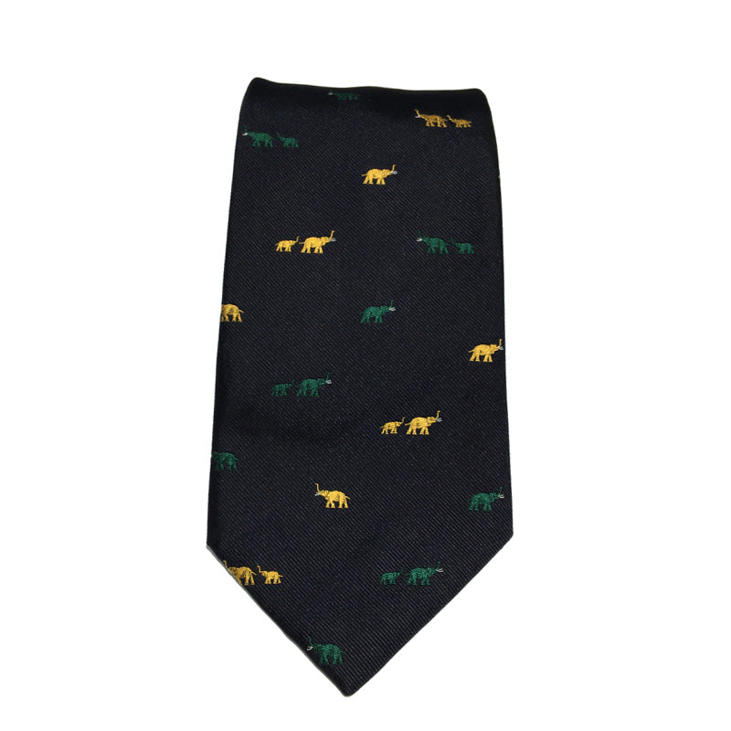 Gold and green elephant tie