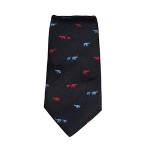 Blue and red elephant tie